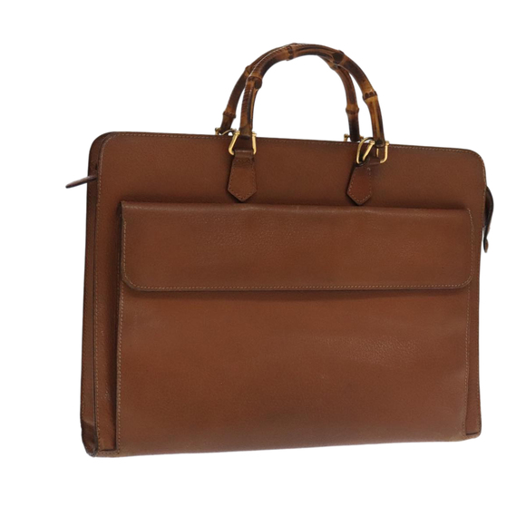 GUCCI Handbags - GUCCI Bamboo Business Bag Leather Brown Gold 1529593675 Auth ti2591